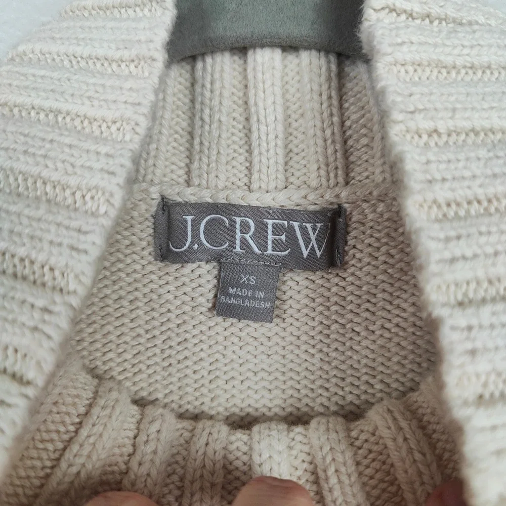 J. Crew Cotton Turtleneck Sweater Womens XS Cream Knit Preppy Casual Pullover‎